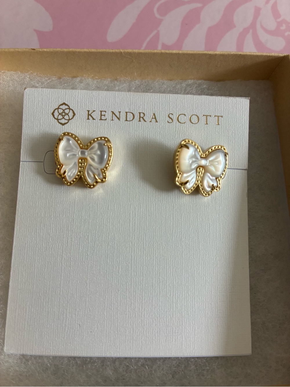 Kendra Scott White and Gold Bow Stud Earrings